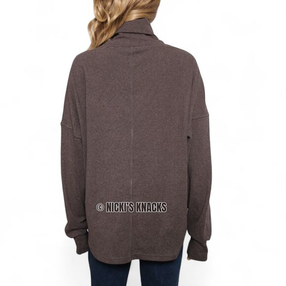 Varley Gray Rainer Brushed Rib Turtleneck Pullover Sweater Soft Jumper Size L - Picture 5 of 12